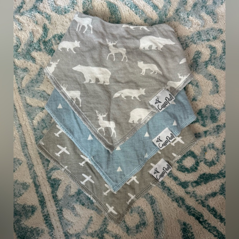 Copper pearl baby boy bib set! Perfect condition! No stains and minimal wear.